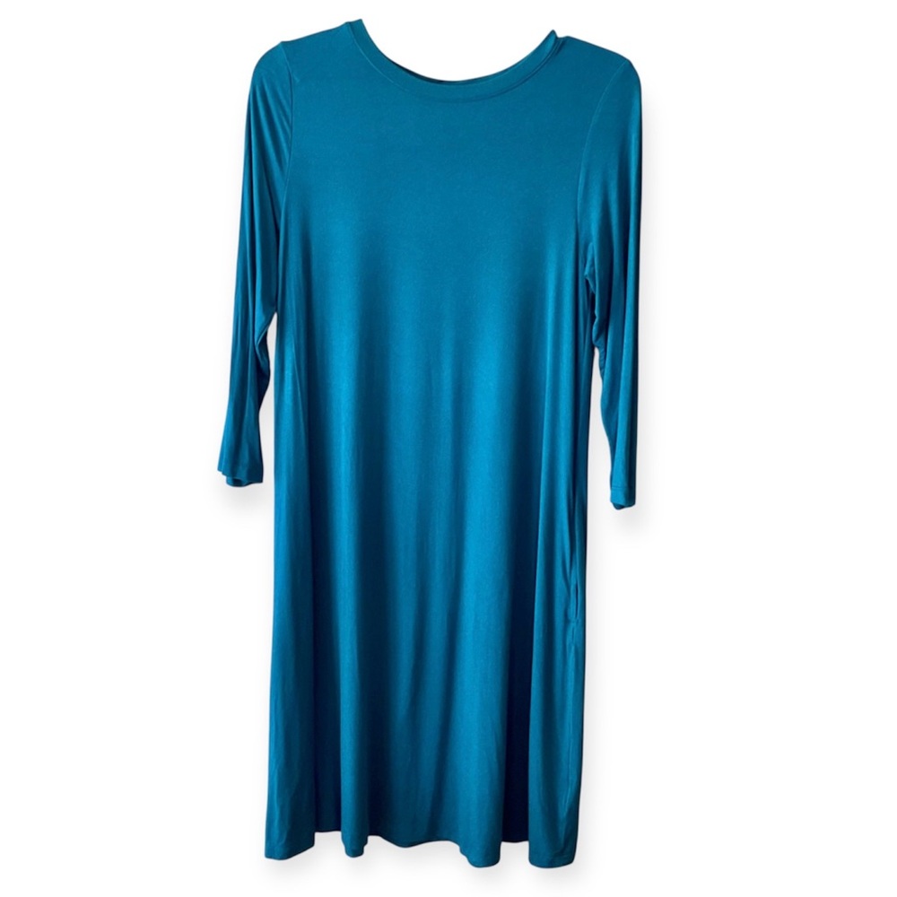 Time and Tru Teal 3/4 Sleeve Dress with pocket size small